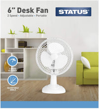 Load image into Gallery viewer, Status Portable 6-Inch Oscillating Desk Fan, White
