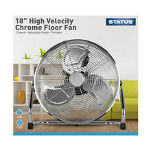 Load image into Gallery viewer, Status Portable 18 Inch Chrome Floor Fan, High Velocity