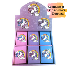Load image into Gallery viewer, Unicorn Rainbow Note Books Pads Party Bag Fillers (Assorted) X 6/12/18/24/36/48