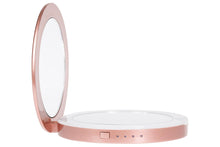 Load image into Gallery viewer, Status Compact Mirror 3000mAh Portable Power Bank with LED Illumination - Rose Gold